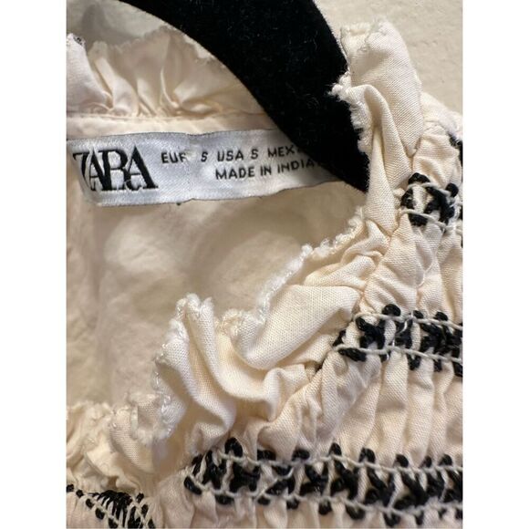 ZARA Heart Print Long Puff Sleeve Romantic Baby Doll Blouse Size Small - Picture 4 of 5